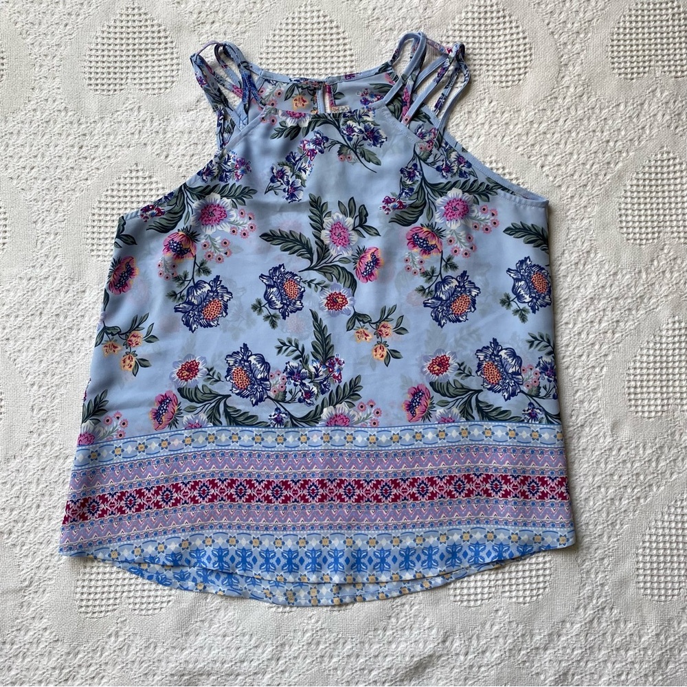$5 or 3/$10 Blue Floral Tank Top Size Large